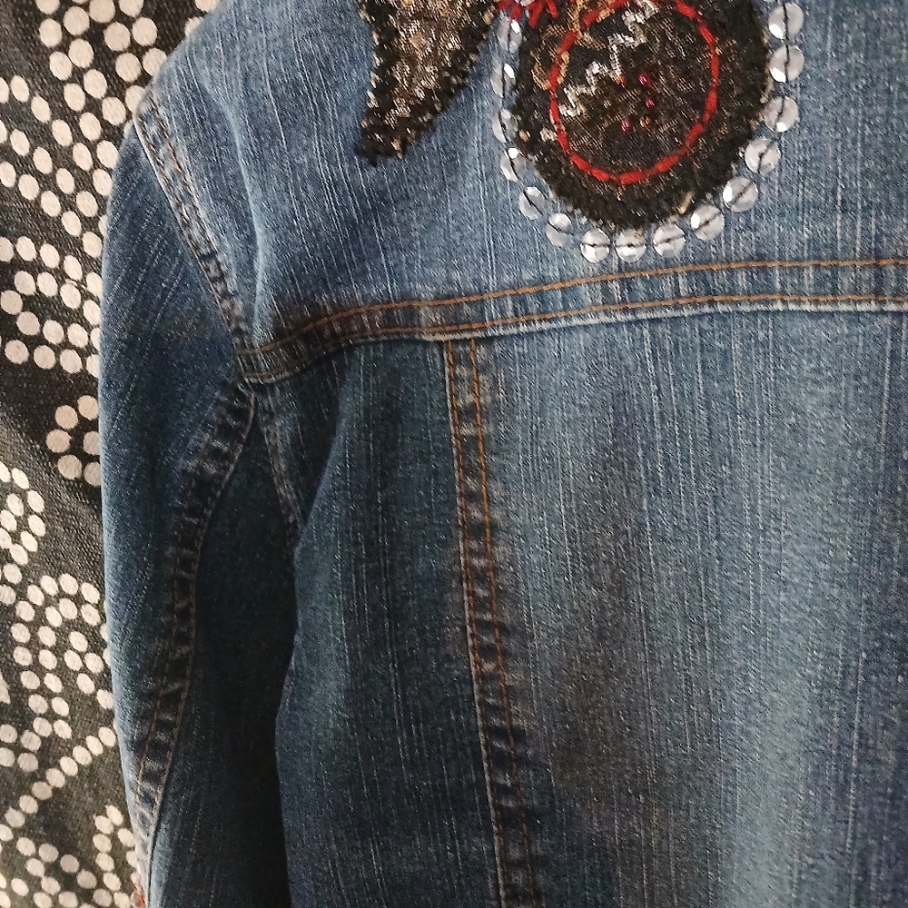 Ruby Rd. Embroidered Jean Jacket - Blue With Mult… - image 2